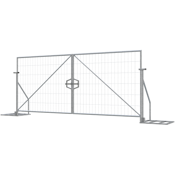 Double-leaf mobile fence gate